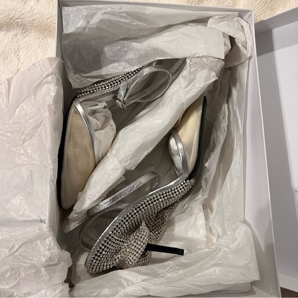 NIB Stunning Kate Cate Silver Crystal Embellished Heels w Slingback size EU 38 - Picture 7 of 7